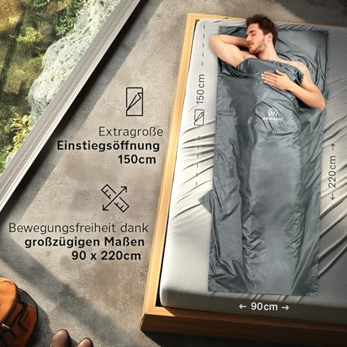 Armadic Hüttenschlafsack – Ultraleichtes Mikrofaser-Inlett für Reisen & Hütten – Bild 2