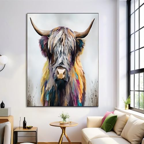 Cuadro sobre lienzo de ganado de las Tierras Altas GDJSMIN, un lindo retrato con alma