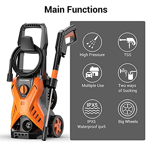 PAXCESS Electric Power Washer P3.2 1.76 GPM Wash Machine with Hose Reel, Orange - Thumbnail 4