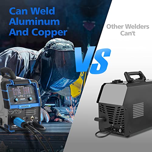 Azzuno A-2 Aluminum 250Amp Mig Welder,6 In 1 Gas Mig/Gasless Flux Core/Stick/Lift Tig/Spot Welding/Spool Gun Compatible Welding Machine 110V/220V Large Led Display Multi Process Welder thumb #4