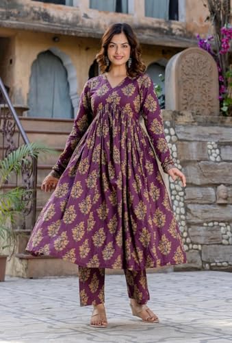 Image of KLOSIA Women Printed Anarkali Kurta and Pant Set with Dupatta