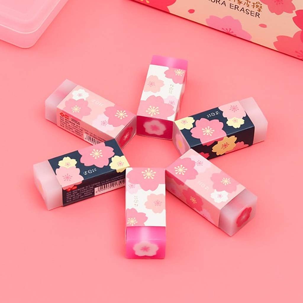 3Pcs Pink Lovely Cherry Blossoms Rubber Erasers Sakura Petal Sketch Painting Pencil Correction Tool School Office Stationery Supply Standard Pencil Erasers Correction Products