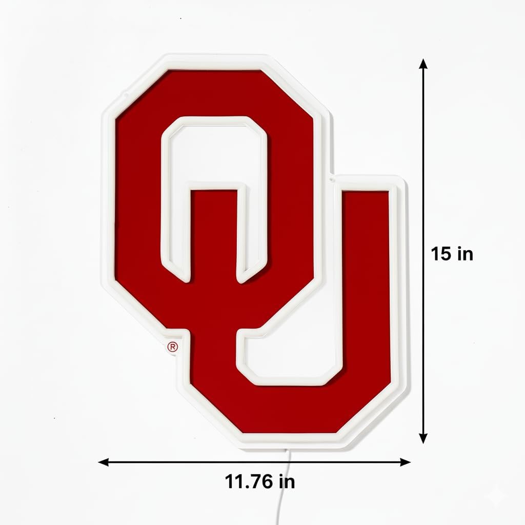 Saturday Neon Officially Licensed NCAA Oklahoma Sooners LED Neon Light Up Sign, 15" - Perfect for Fans and Alumni