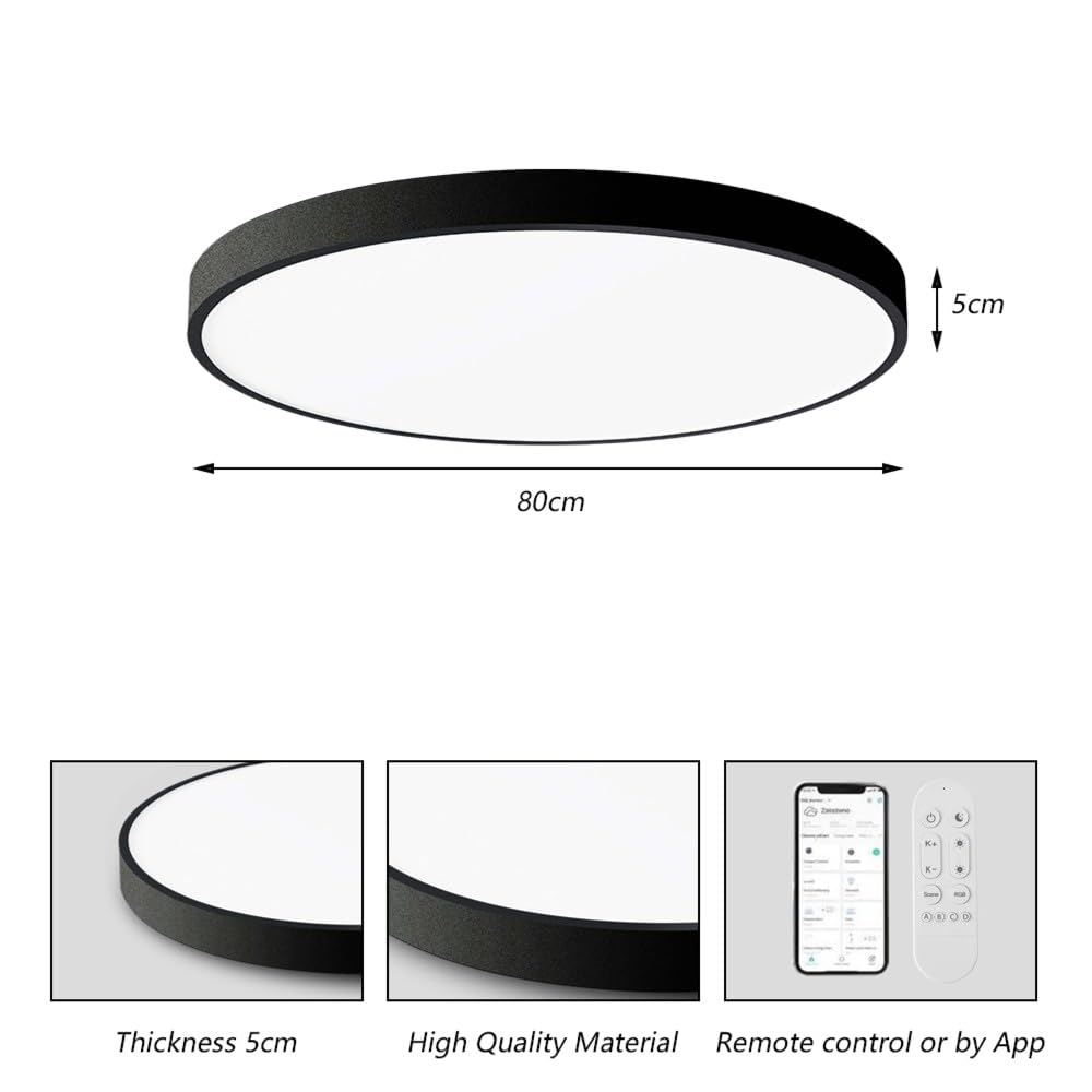 Immax NEO LITE SEMPLici Smart-Deckenleuchte Tuya WiFi BEACON, 80 cm, 96 W, 6912 lm, schwarz