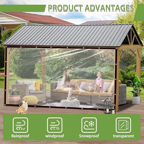 Cubierta de lluvia transparente para evitar viento en patios con lona impermeable de 7x20 6
