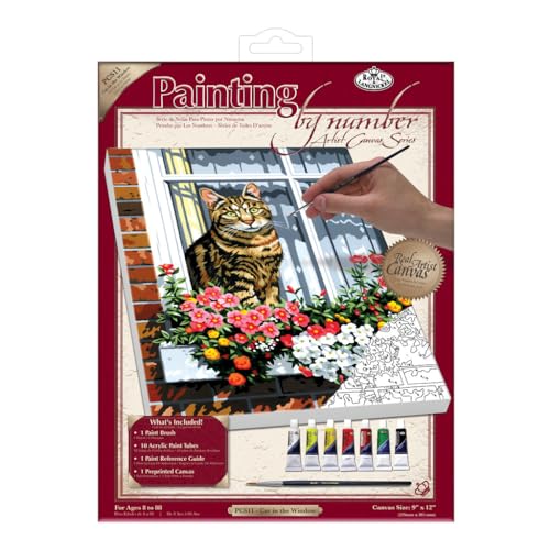 Royal & Langnickel PCS11 Painting by Numbers Small Canvas Painting Set, Cat in The Window