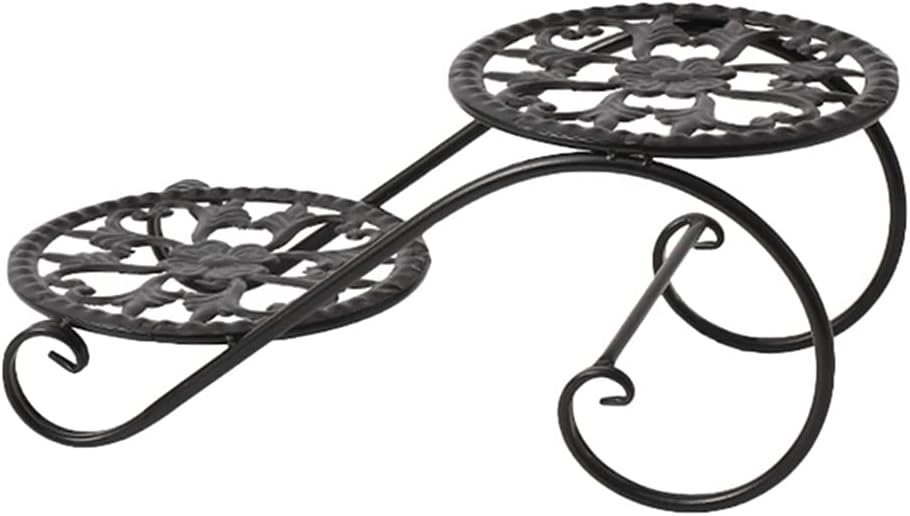 Wrought Iron Plant Pot Holder For Farmhouse Garden Lawn Patio Balcony (Black)