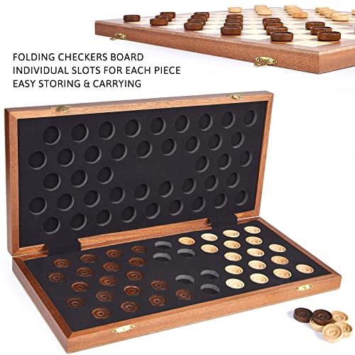 Juego de mesa de damas de madera plegable 15 pulg miniatura 3