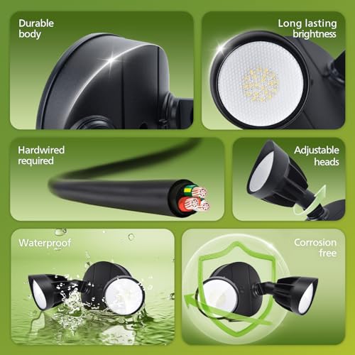 Philips 44W 3500LM LED Security Flood Light Outdoor,Switch Controlled Aluminum Security Light, 2 Adjustable Heads,5000K Daylight,Wet Location for Patio, Garden, Yard Lights - Image 2