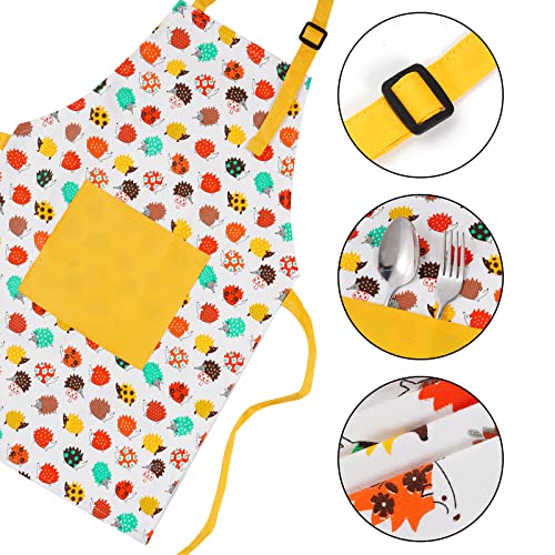 Fumwase Kids Apron And Chef Hat Set Kids Apron With Pocket Children Baking Chef Apron And Hats For Boys Girls Cooking Painting Wear (Yellow, Small) #TOP2