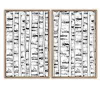 SIGNWIN Framed Canvas Print Wall Art Black and White Birch Trees Nature Forest Drawings Minimalism Contemporary Relax/Calm for Living Room, Bedroom, Office - 16