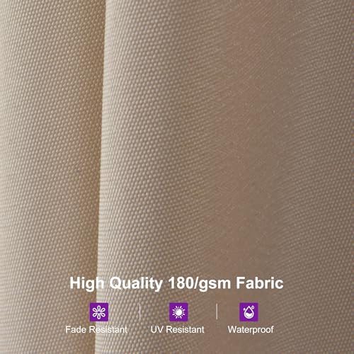 Image of PURPLE LEAF 14ft Patio Umbrella with Solar Lights Outdoor Double-Sided Market Umbrella with Base Included Rectangle Table Umbrella for Pool Garden Backyard, Khaki
