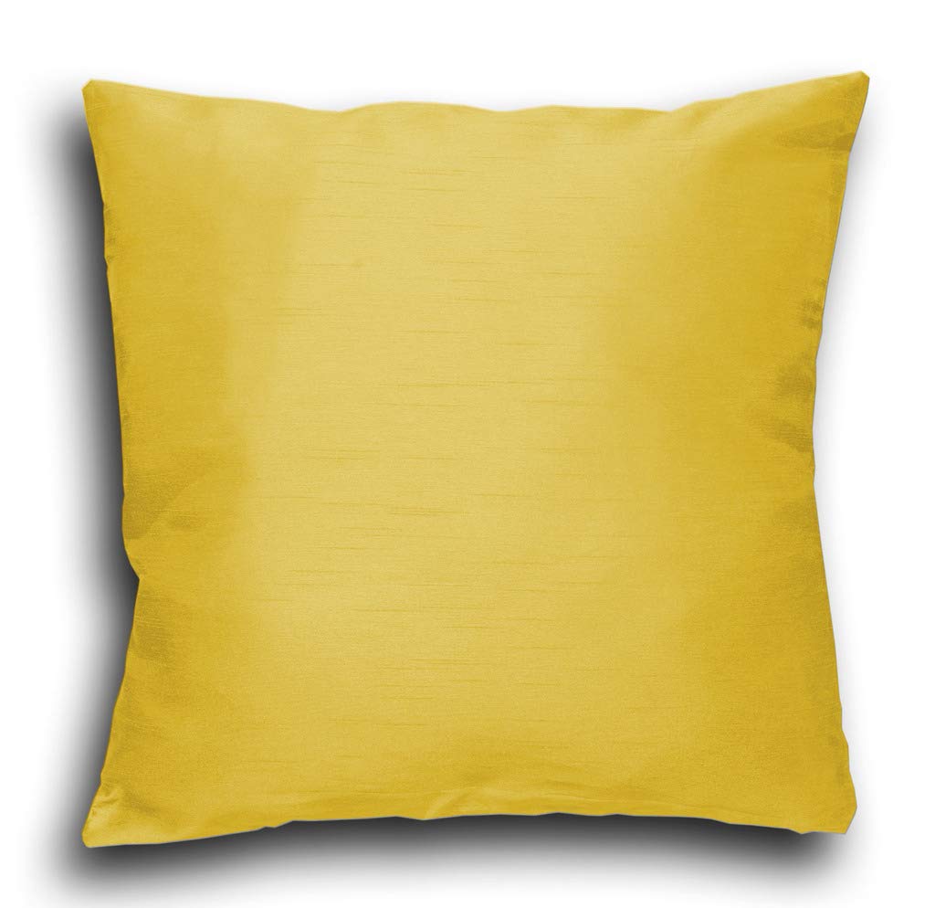John Aird Yellow Plain Faux Silk Cushion Cover 18" X 18" (Yellow)