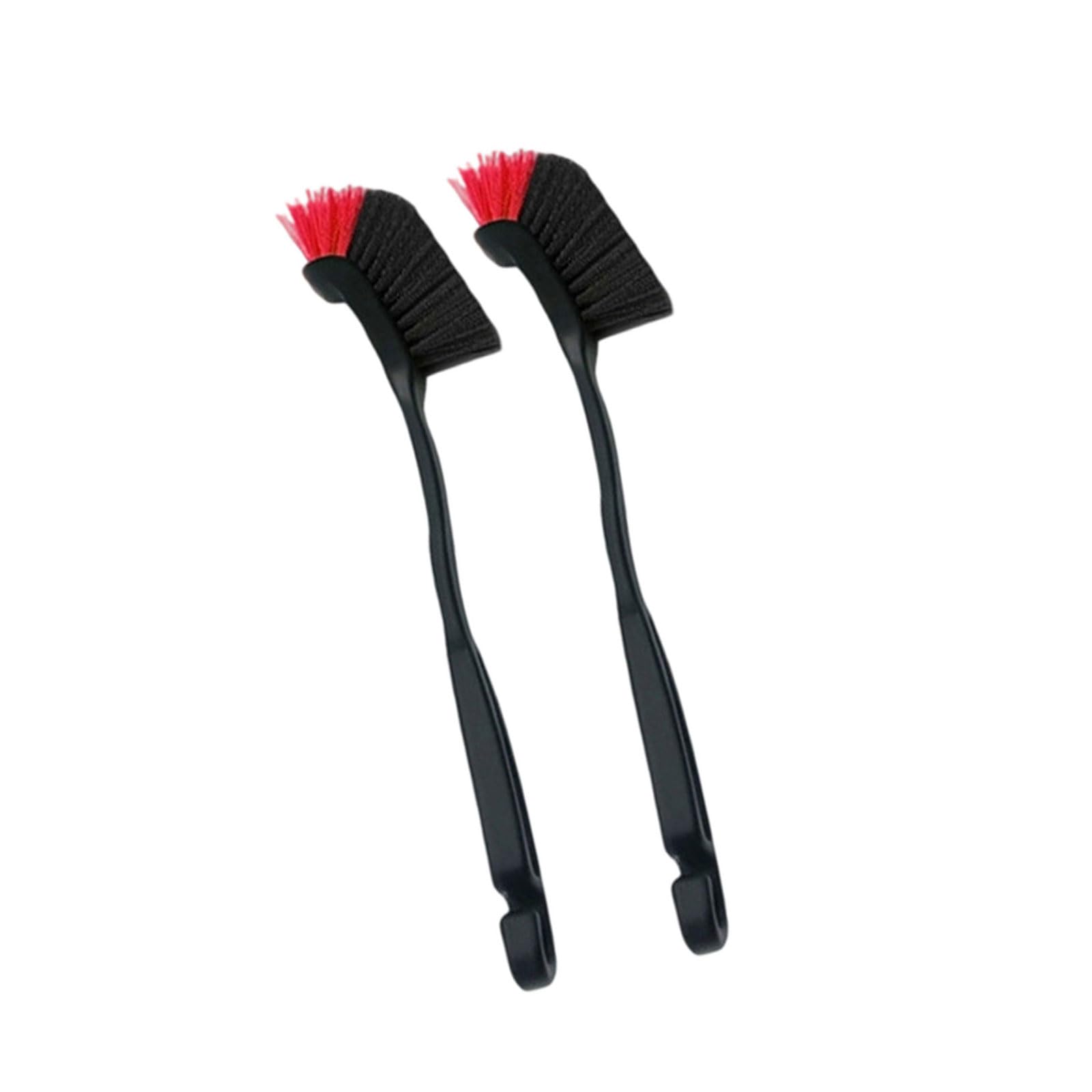 Hsioluted Red Bk 2Pcs Car Wheel Tire Brush Curved Head Flexible Truck Wheel Hub Wash Detail Cleaning Brushes Cleaner Hand Tool Tire Brush