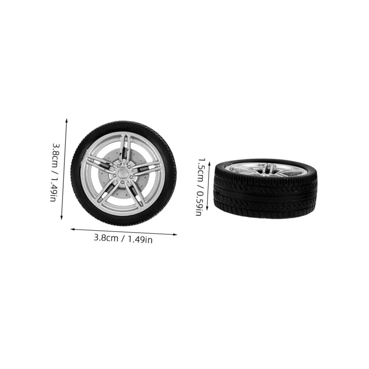 Ruota In Gomma 60mm Con Albero 3mm Per Modellismo RC - Auto Camion Fai Da Te - Universale - Foto 2