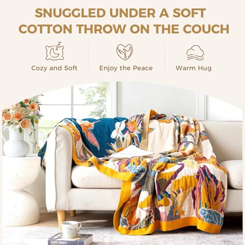 Image of LUTBM King Throw Blanket for Bed -100% Cotton Soft Boho Fall Blankets