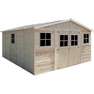 Cobertizo de Madera para jardín – A246x418x522cm/20m2 Cobertizo de Madera Natural – Taller de Jardín – Bicicleta, Almacenamiento de Herramientas TIMBELA M333