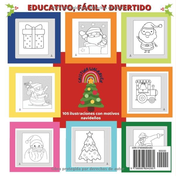 Miniatura 2 de Libro de colorear Navidad niños 105 laminas para colorear con dibujos navideños . Regalos Navidad para niños y niñas de infantil a primaria (Spanish