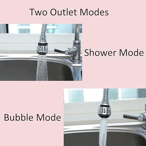 Miniatura 5 de Paquete de 4 tubos extensores de grifo flexibles de 360 grados para fregadero de cocina