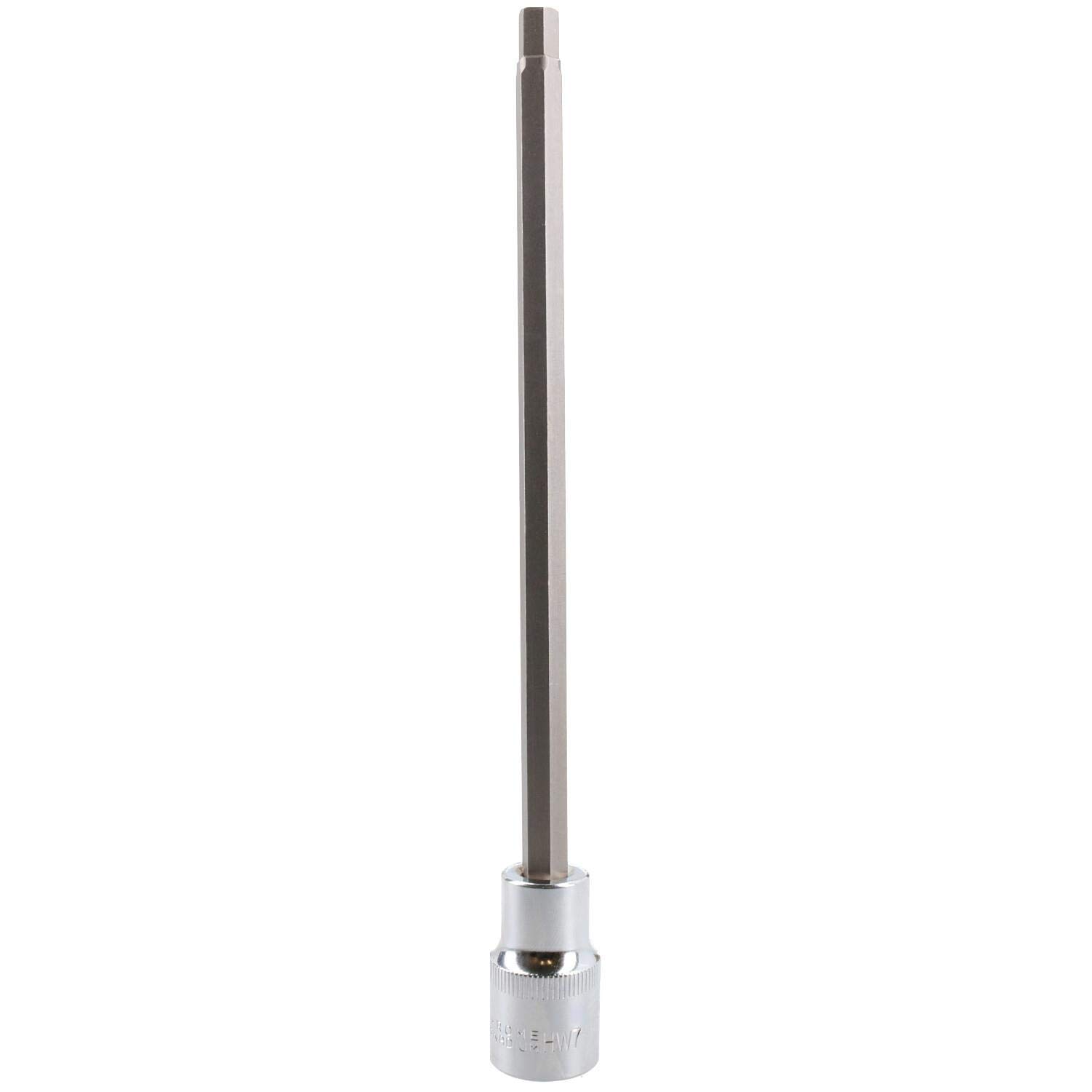 7mm Hex Allen Key Long Bit Internal Socket Metric 1/2" Drive 200mm Length Cr-V