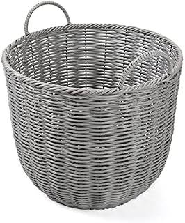 55 Liter Open Storage Basket With Carry Handles Laundry Basket Bathroom Storage Basket Toys Storage Basket Washing Basket (Grey)