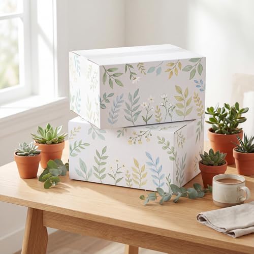 Image of RLAVBL 9x6x4 Shipping Boxes Set of 40, White Corrugated Cardboard Box for Packing, Mailing, Business