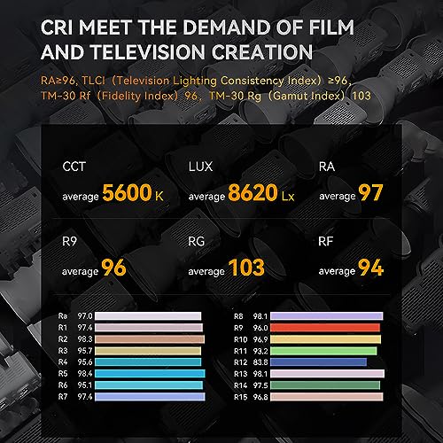 Image of YNLUX200 Handheld LED Video Light 200W High Power Photography Light 5600K Color Temperature with COB Bead 12 Lighting Scene Effects 2.4G Wireless System Support BT Connection