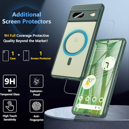 Coque Google Pixel 7 magnétique antichoc verte avec protège-écran - 2