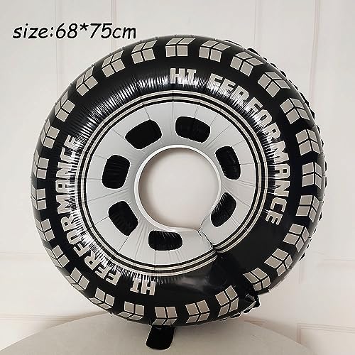Image of Atpata Funky Helmet and Tyre shape Biker Theme Rider Foil Balloons (Set of 6pcs.) - Perfect for Racing theme Bike Lovers Birthday Decorations.