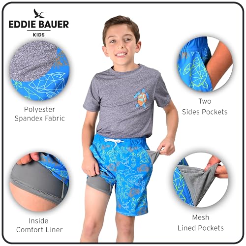 Eddie Bauer Boys' UPF 50 Short Sleeve Rash Guard Shirt and Comfort Liner Swim Trunk 2 Piece Swimwear Set (2T-16)3
