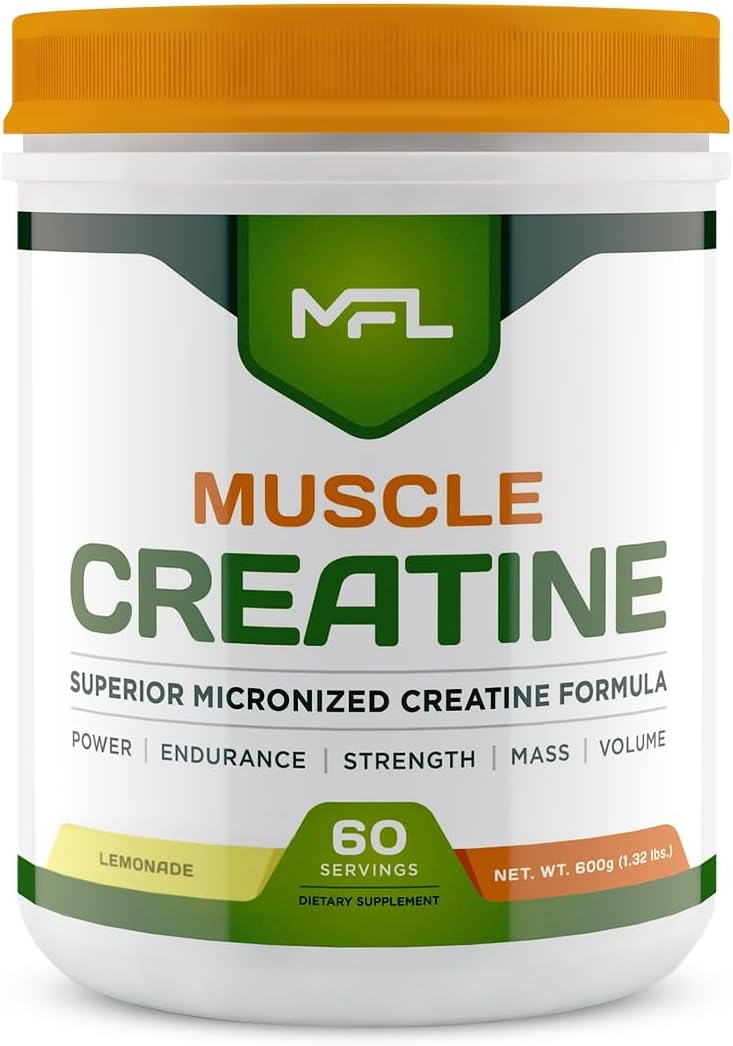 MFL Muscle Creatine | 3 Forms of Micronized Creatine | 10g | 0 Sugar | Sweetened with Stevia | All-Natural | 60 Servings (Fruit Punch)