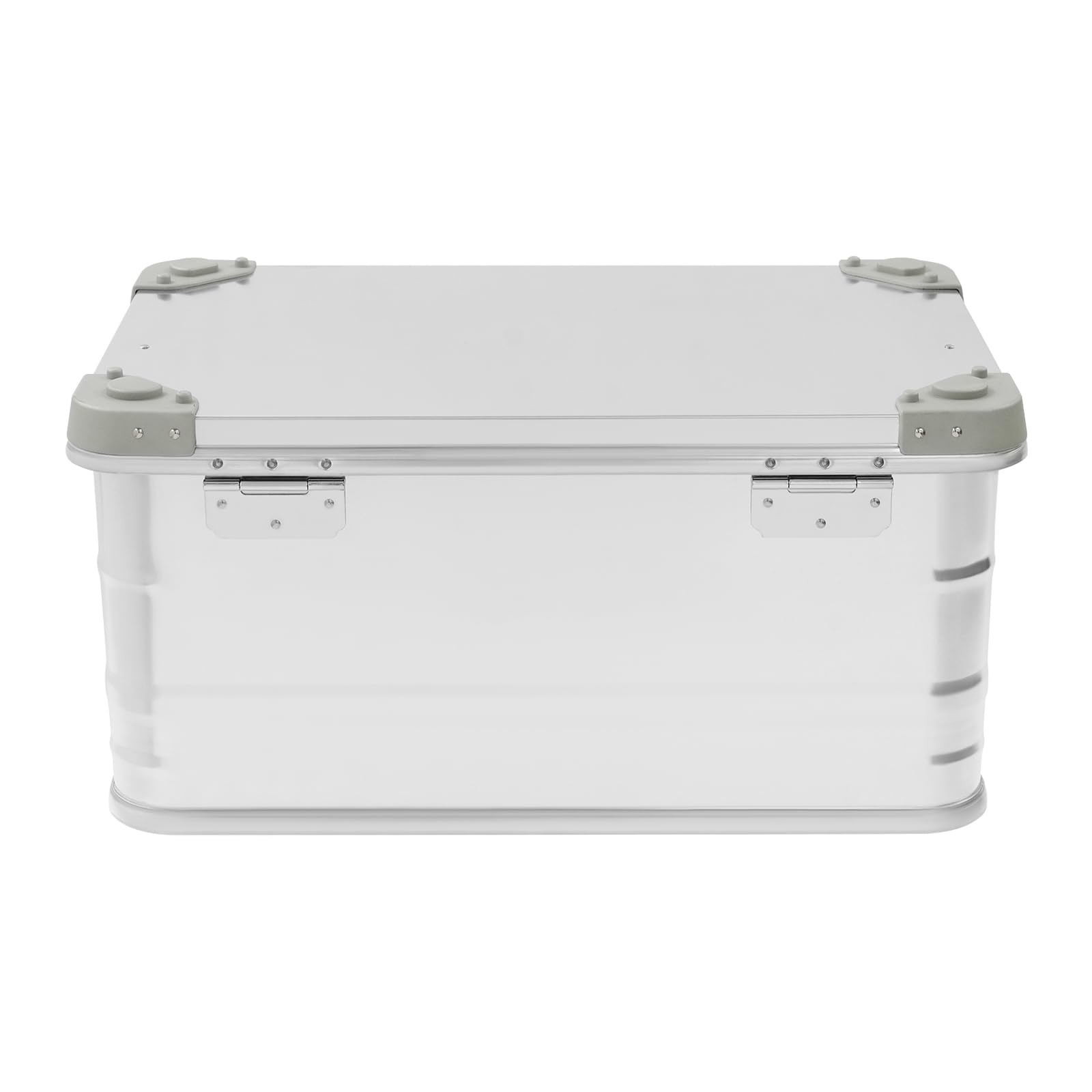Caja de aluminio de 50 litros con tapa, caja de aluminio, resistente a salpicaduras, resistente al polvo, apilable, con acolchado de espuma para herramientas y equipos (plata)