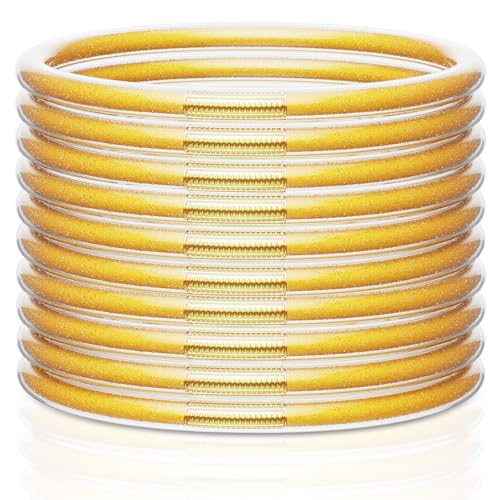 Glitter Jelly Bracelets, Soft Silicone Glitter Filled Jelly Bangles Bracelets Women- Sparkling Fashion Bangles for Women