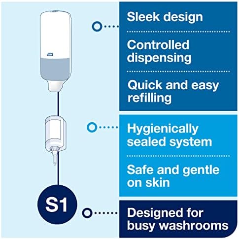 Tork Soap Dispenser for Liquid Soap, Spray Soap and Hand Sanitiser, Elevation - 560000 - Economical, Leak-proof S1/S11 Dispenser System, White