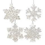 Silver Snowflake Christmas Ornaments Set of...