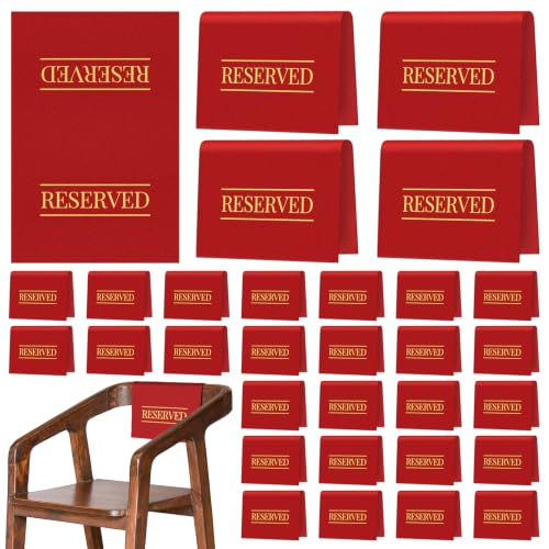 Buryeah 12 Pcs Reserved Seating Signs Reserved Chair Sign, Red