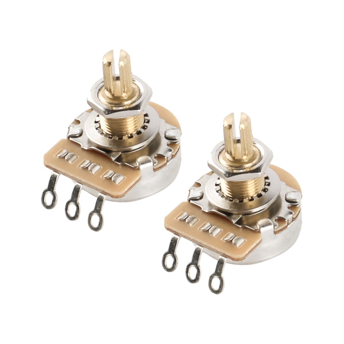 Sarini Short Brass Shaft Control Pots A500K Taper Potentiometers 24 Spline Split Shaft D3/8" for Electric Guitar Volume Tone Control Replacement Parts Potentiometers - Image 2