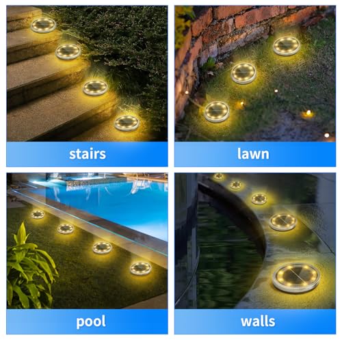 Lámparas solares de suelo Jsdoin para exterior pack de 6 luces LED de jardín en acero inoxidable 7