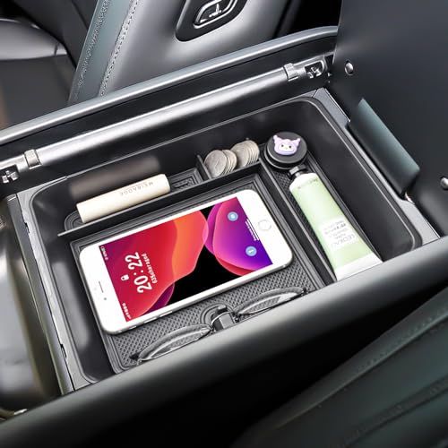 HGWEI Center Console Organizer Tray Compatible with 2024 2025 2026 Hyundai Santa Fe Interior Accessories Insert Secondary Divider Middle Console Armrest Storage Box Black