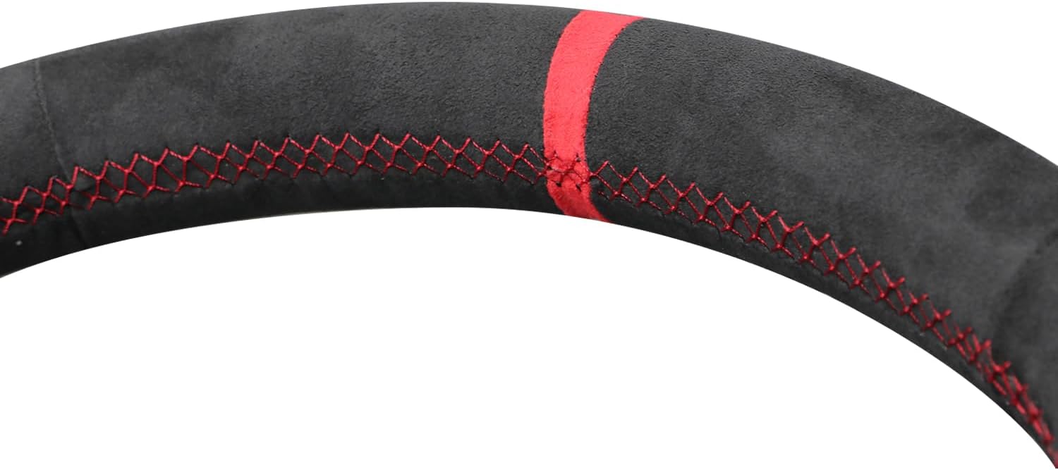 MEWANT Hand Stitch Dark Gray 9002 Athsuede Steering Wheel Cover for Chevy Camaro 2016-2024 DIY Steering Wrap