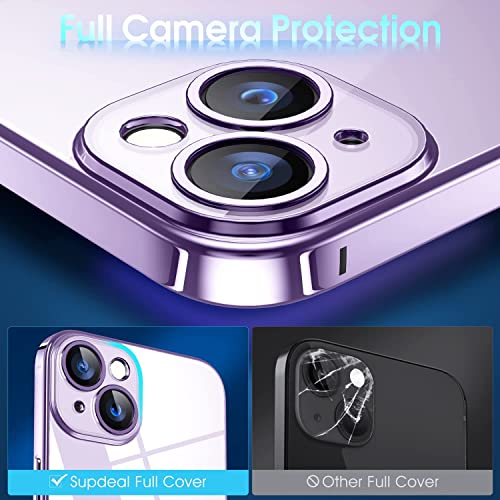 Image of VONZEE Compatible with iPhone 14 Case 6.1 inch, Luxury Electroplated Soft Edge Bumper Case, Full Camera Protection & Reinforced Corners Shockproof Case Cover|Transparent|Purple