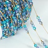 LINJILUO Cadenas de Cuentas de Acero Inoxidable de 1 Metro para Hacer Joyas, Pulseras, Collares y Accesorios de Cadena con Cuentas de Cristal para Mujer.