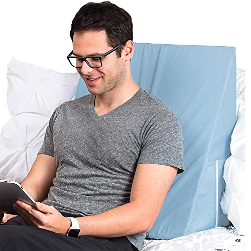 Image of DMI Bed Wedge Pillow and Triangle Wedge with Elevated Incline for Neck Pain, Headaches, Reflux, Shoulders, Back Pain, Foot Support, Knee Pain or Restless Leg Syndrome, 24x24x12 inches, Blue