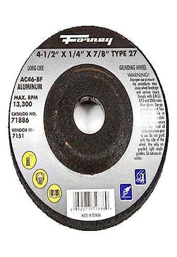 Forney 71886 Grinding Wheel with 7/8-Inch Arbor, Aluminum Type 27, AC46-BF, 4-1/2-Inch-by-1/4-Inch