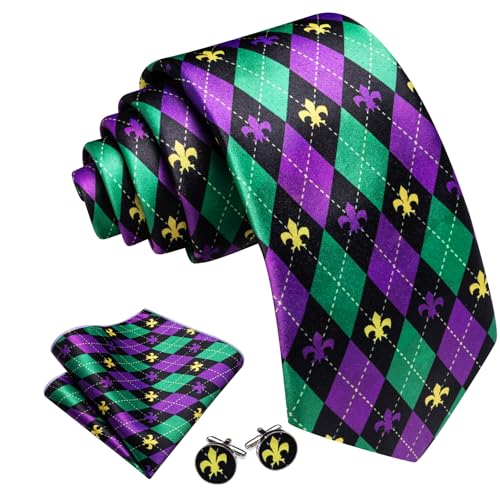 Image of Barry.Wang Fun Animal Ties for Men Designer Handkerchief Cufflink WOVEN Casual Necktie Set Festival