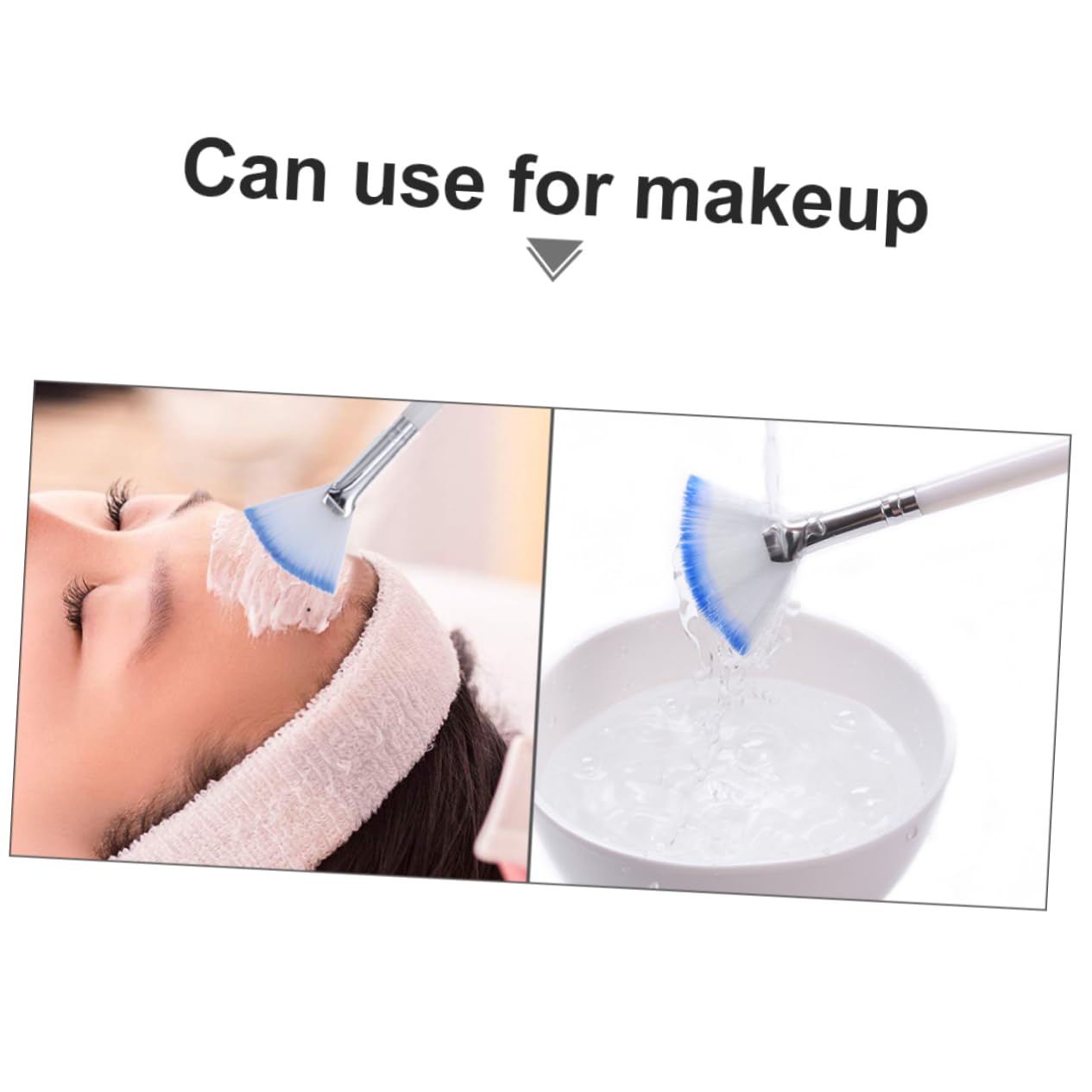 FRCOLOR Fan Shape Makeup Brush Set 8 Pcs Long Handle Facial Mask Applicators for Face Mask Skin Care