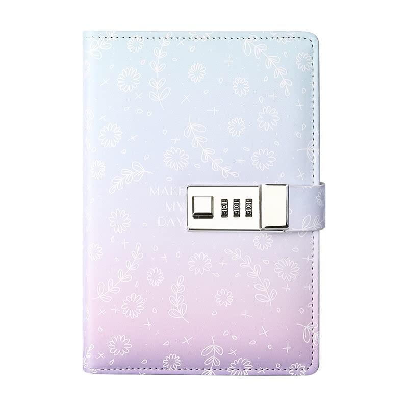 Cuaderno, Cuaderno B6, libro de contraseñas, cuaderno estilo Simple, mano con bloqueo, diario contraseña fresco(Purple)