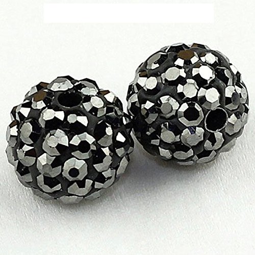 RUBYCA Pave Czech Crystal Disco Ball Clay Beads fit Shamballa Jewelry (100pcs, 12mm, Hematite Grey) - Image 2