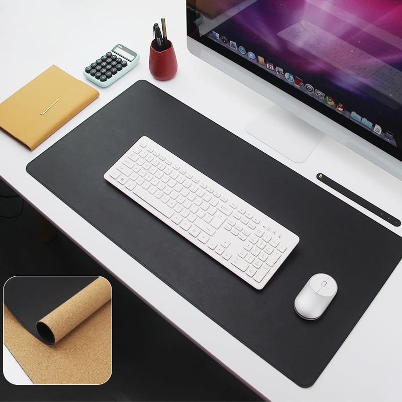 Buvard de bureau en liège naturel Ruby Lil noir 120x60cm