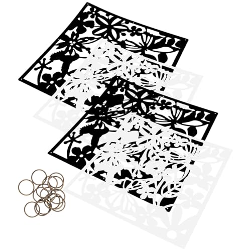 MUCKLILY 4 Paneles Divisorios Colgantes para Interiores, Biombos Decorativos de Pared Diseño Hueco, Color Blanco y Negro, Pantalla Sencilla para Separar Ambientes en Salón y Oficina
